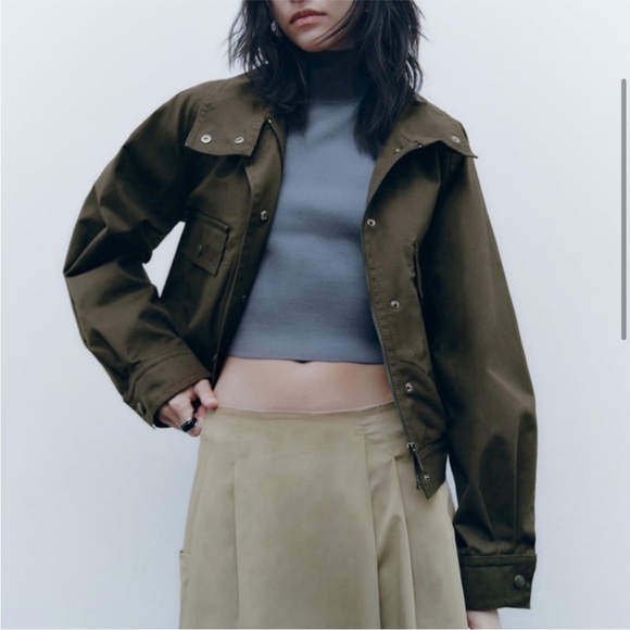 🆕 Small 🌸 Zara oversized cropped bomber utility jacket - Picture 4 of 10